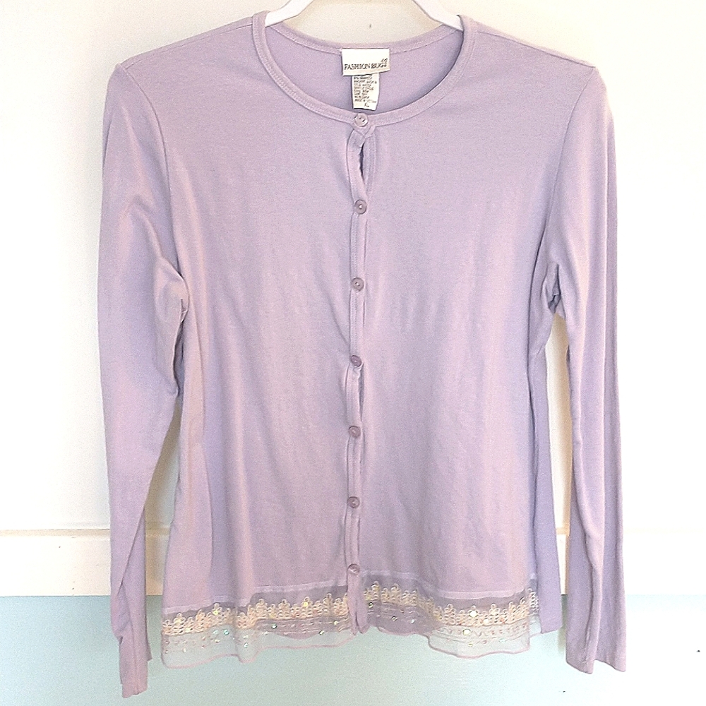 Lavender Fashion Bug Cardigan with Pretty Edging Detail